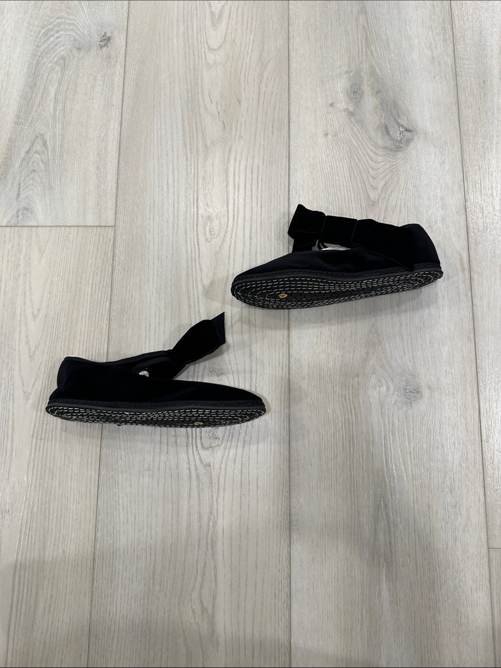 Black Velvet Mary Jane Flats Bow Ballet Shoes EU 38